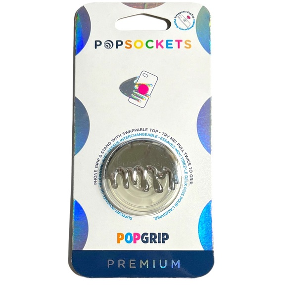 POPSOCKETS Dripping Silver Chrome Premium Phone Grip Kick Stand PopGrip - Picture 12 of 15